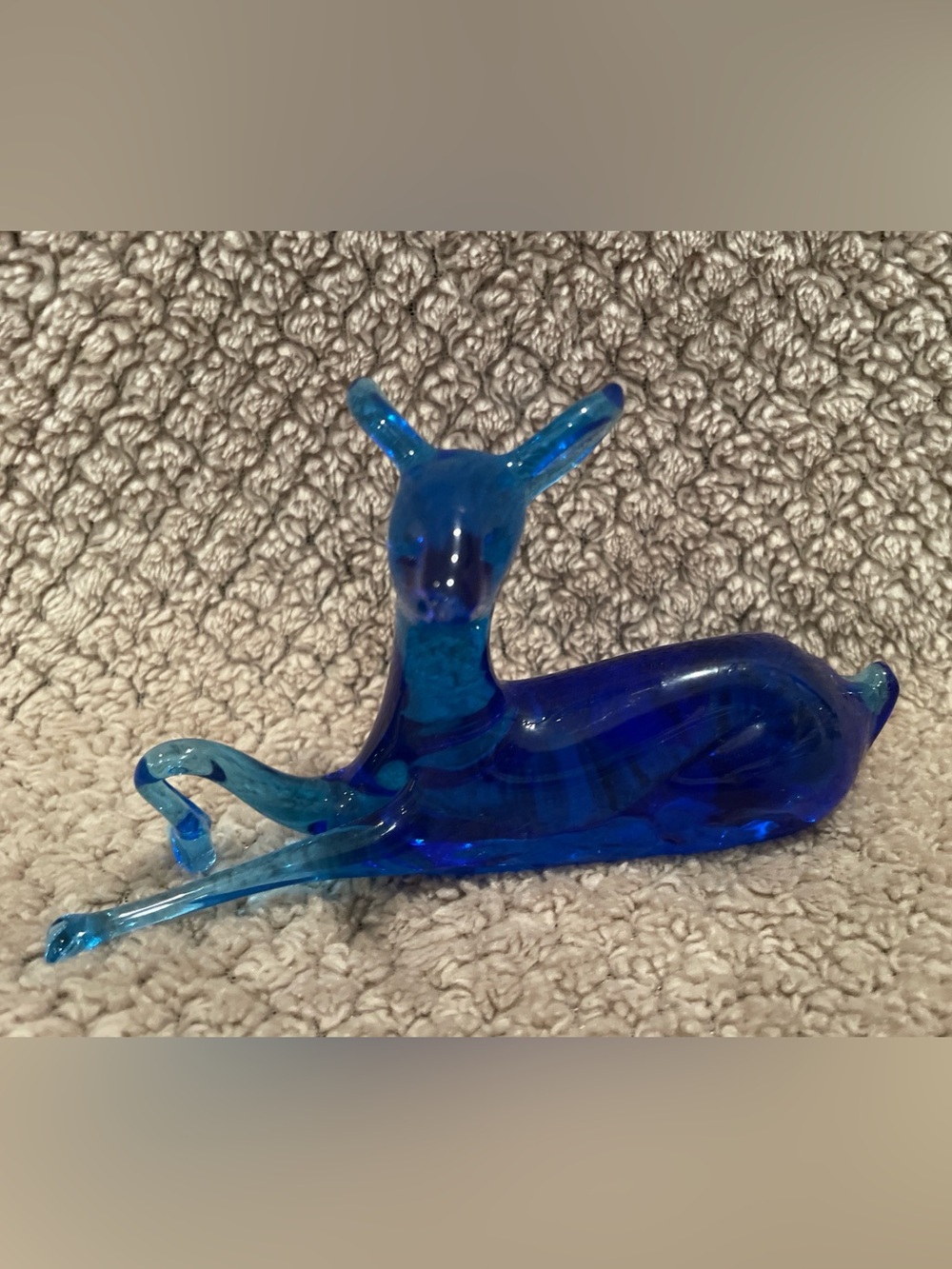 Blue Glass Deer Sculpture - Decorative Home Art